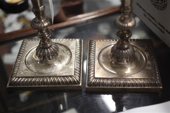 A pair of late George II cast silver candlesticks by Thomas Whipham and Charles Wright, 45 oz.